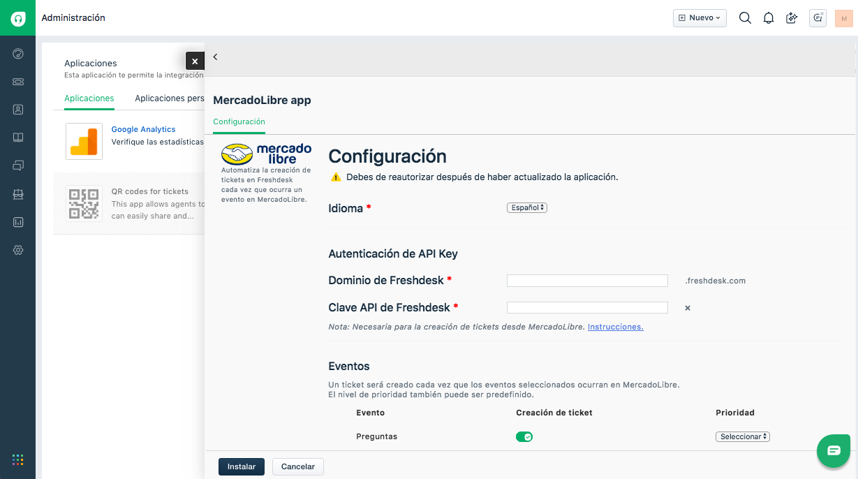 freshdesk mercadolibre