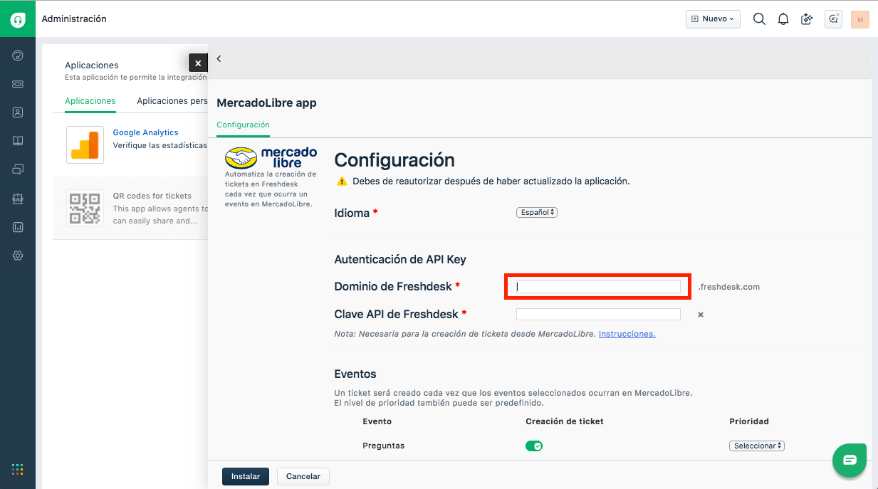 freshdesk mercadolibre