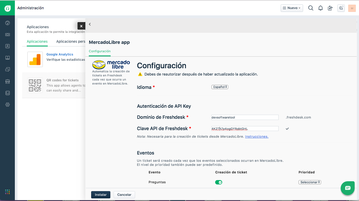 freshdesk mercadolibre